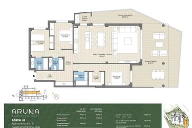 Rzut - Mieszkanie na sprzedaż 3 pokoje o powierzchni 179 m² - numer P2-P1-B w Aruna