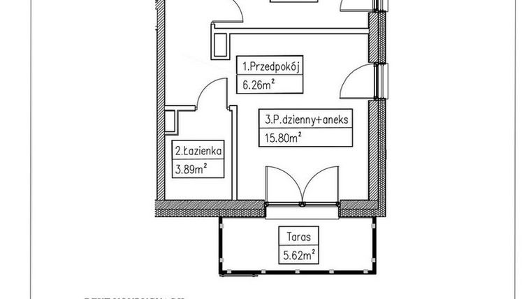 Rzut - Mieszkanie na sprzedaż 2 pokoje o powierzchni 34,53 m² - numer 14 w Działkowa 68