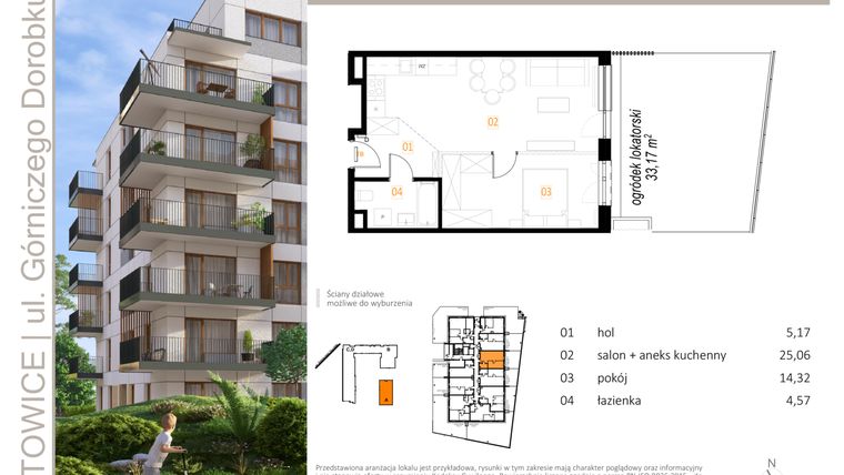 Rzut - Mieszkanie na sprzedaż 2 pokoje o powierzchni 49,12 m² - numer A_4 w Zielony Nikiszowiec