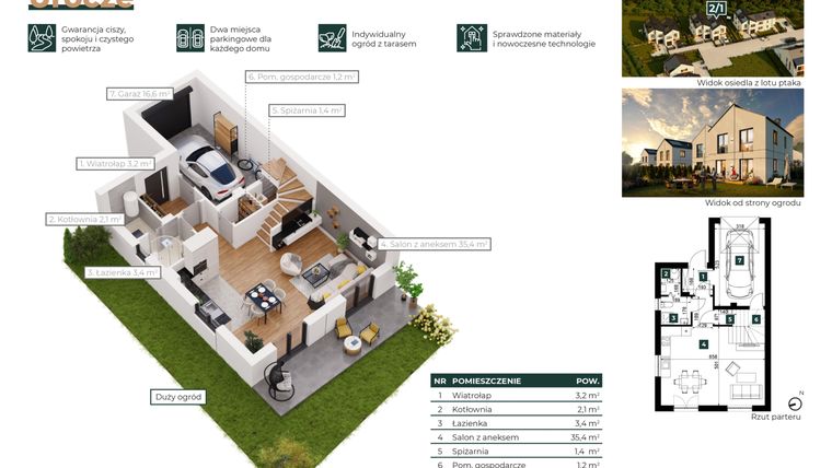 Rzut - Dom na sprzedaż 5 pokoi o powierzchni 128,4 m² - numer 2/1 w Łazy Urocze II