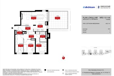 Rzut - Mieszkanie na sprzedaż 4 pokoje o powierzchni 83,21 m² - numer WR3 1/5/1/4k w Przystań Reymonta etap II
