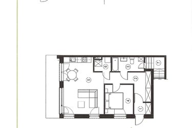 Rzut - Mieszkanie na sprzedaż 2 pokoje o powierzchni 58,79 m² - numer 14_1 w Apartamenty Sielanka