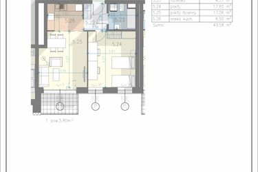 Rzut - Mieszkanie na sprzedaż 2 pokoje o powierzchni 49,58 m² - numer 36 w Residence Przewóz 41
