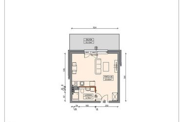 Rzut - Mieszkanie na sprzedaż 1 pokój o powierzchni 27,39 m² - numer B4.0.6.1A w Stegna Park II