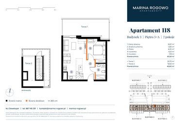 Rzut - Mieszkanie na sprzedaż 2 pokoje o powierzchni 40,54 m² - numer 118 w Apartamenty Marina Rogowo