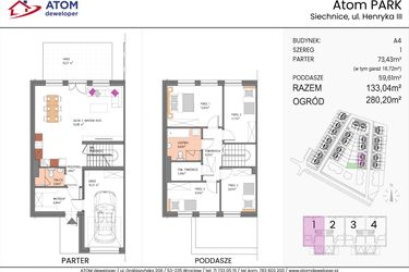 Rzut - Dom na sprzedaż 5 pokoi o powierzchni 133,04 m² - numer A4/1 w ATOM Park