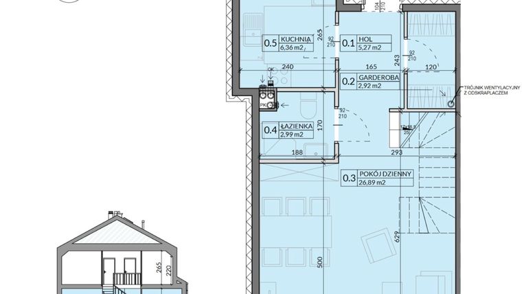 Rzut - Dom na sprzedaż 4 pokoje o powierzchni 85,77 m² - numer 12 w Ahoj Pogórze