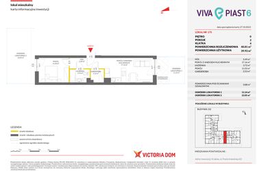 Rzut - Mieszkanie na sprzedaż 2 pokoje o powierzchni 40,81 m² - numer 175 w Viva Piast 6