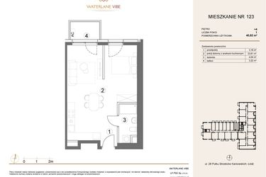 Rzut - Mieszkanie na sprzedaż 1 pokój o powierzchni 40,82 m² - numer 123 w Waterlane Vibe