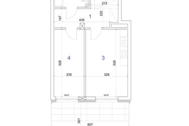 Rzut - Mieszkanie na sprzedaż 2 pokoje o powierzchni 42,17 m² - numer 6A.46 w Mierzeja Wiślana etap IV