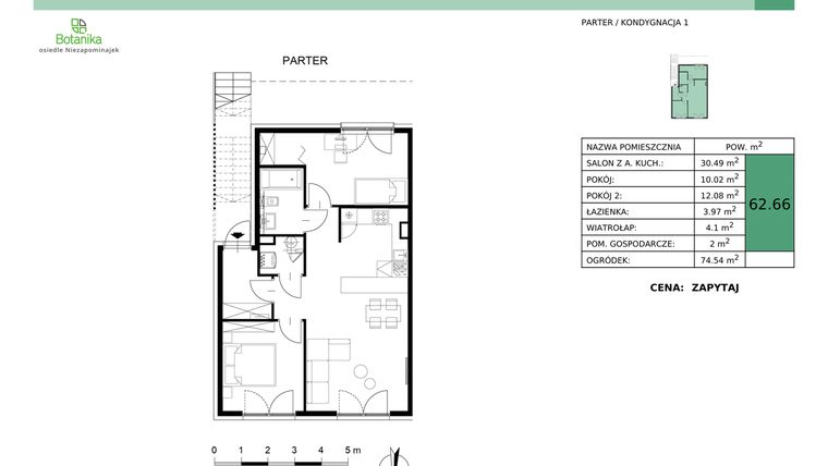 Rzut - Mieszkanie na sprzedaż 3 pokoje o powierzchni 62,66 m² - numer 25-M1 w Osiedle Niezapominajek