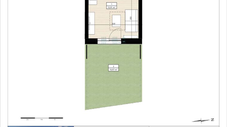 Rzut - Mieszkanie na sprzedaż 1 pokój o powierzchni 19,75 m² - numer B4/0/5 w MONTANO lokale inwestycyjne