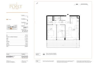 Rzut - Mieszkanie na sprzedaż 3 pokoje o powierzchni 67,45 m² - numer I_17 w Warmiński Port etap V