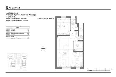 Rzut - Mieszkanie na sprzedaż 3 pokoje o powierzchni 58,05 m² - numer 12A w Bojano, ul. Kazimierza Wielkiego