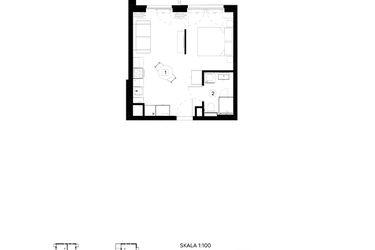 Rzut - Mieszkanie na sprzedaż 1 pokój o powierzchni 31,43 m² - numer M061 w Oh! Praga