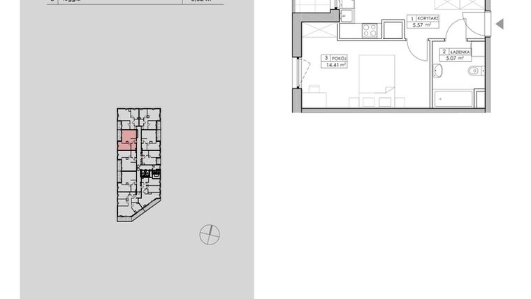 Rzut - Mieszkanie na sprzedaż 2 pokoje o powierzchni 48,55 m² - numer 2.A85 w Niebieski Bursztyn II