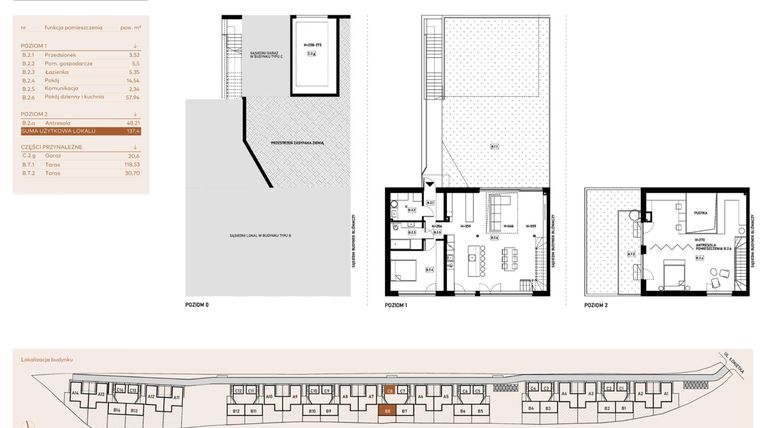 Rzut - Mieszkanie na sprzedaż 5 pokoi o powierzchni 137,4 m² - numer B.2.B8 w Łokietka Park Lane