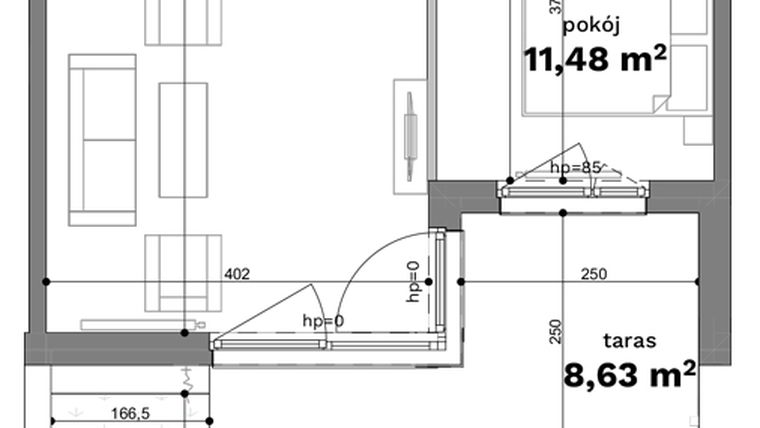 Rzut - Mieszkanie na sprzedaż 2 pokoje o powierzchni 50,58 m² - numer C1-5 w Forma Otwarta etap C
