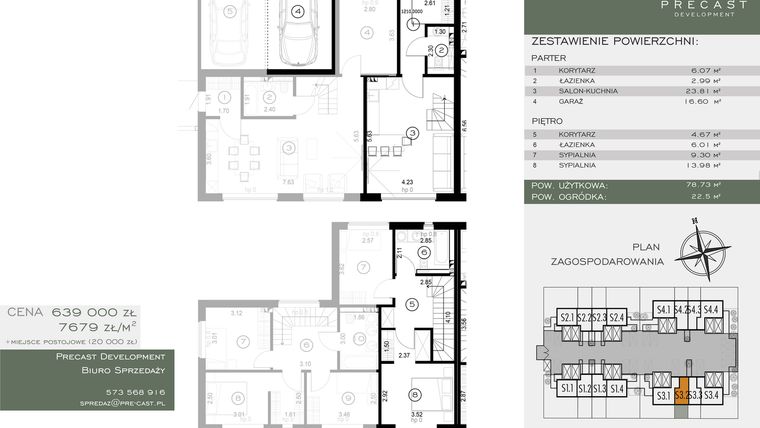 Rzut - Dom na sprzedaż 4 pokoje o powierzchni 83,21 m² - numer S3.2 w Osiedle Sosnowe Łazy