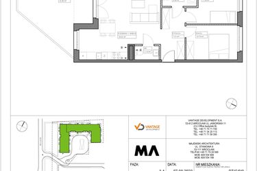 Rzut - Mieszkanie na sprzedaż 3 pokoje o powierzchni 65,84 m² - numer PT/C/0/9 w Przystanek Tarnogaj