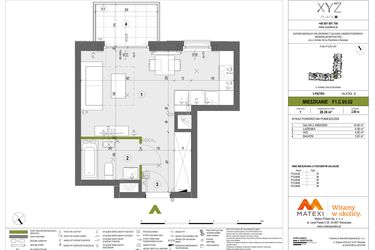 Rzut - Mieszkanie na sprzedaż 1 pokój o powierzchni 28,3 m² - numer F1.C.05.02 w XYZ Place