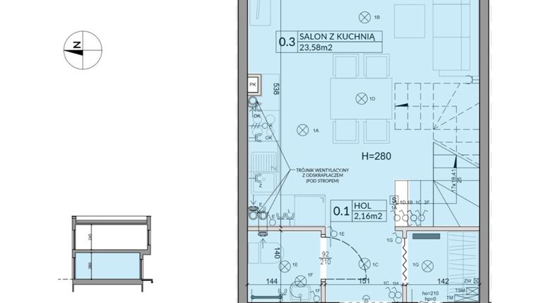 Rzut - Dom na sprzedaż 3 pokoje o powierzchni 61,95 m² - numer 42 w Boska Ksawerowska 2 etap 3