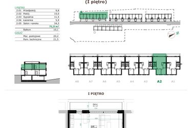Rzut - Mieszkanie na sprzedaż 3 pokoje o powierzchni 71,5 m² - numer A.2.2 w Dębowe Zacisze