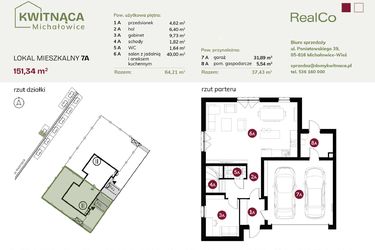 Rzut - Dom na sprzedaż 6 pokoi o powierzchni 151,34 m² - numer 7A w Michałowice Kwitnąca
