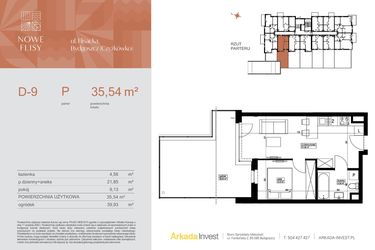Rzut - Mieszkanie na sprzedaż 2 pokoje o powierzchni 35,54 m² - numer M9_NF.d w Nowe Flisy II