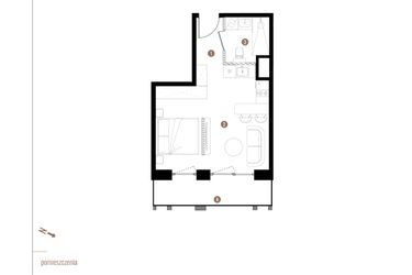 Rzut - Mieszkanie na sprzedaż 1 pokój o powierzchni 29,96 m² - numer A2.5.13 w Apartamenty Grundmanna
