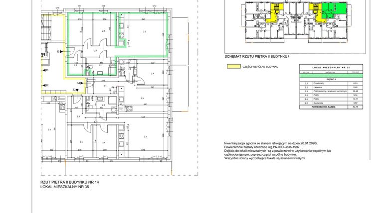 Rzut - Mieszkanie na sprzedaż 3 pokoje o powierzchni 62,78 m² - numer B16 w Lwowska 14