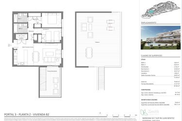 Rzut - Mieszkanie na sprzedaż 2 pokoje o powierzchni 91 m² - numer 3-2-B2 w Zenith Estepona