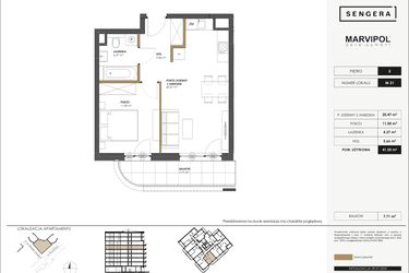 Rzut - Mieszkanie na sprzedaż 2 pokoje o powierzchni 41,5 m² - numer M31 w SENGERA 1