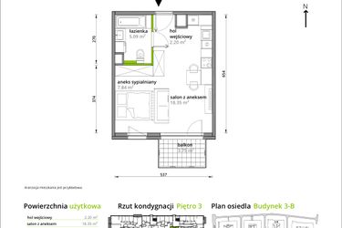 Rzut - Mieszkanie na sprzedaż 1 pokój o powierzchni 33,48 m² - numer B/076 w Aleje Praskie
