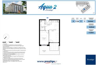 Rzut - Mieszkanie na sprzedaż 2 pokoje o powierzchni 40,3 m² - numer F.134 w Bel Mare (Międzyzdroje)