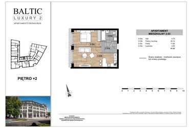 Rzut - Mieszkanie na sprzedaż 2 pokoje o powierzchni 41,32 m² - numer 2.03 w Baltic Luxury 2