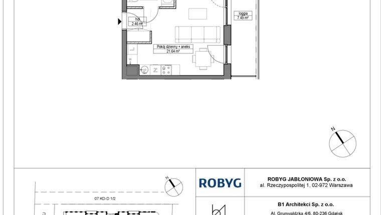 Rzut - Mieszkanie na sprzedaż 1 pokój o powierzchni 28,17 m² - numer A.4M17 w Dobre Miejsce