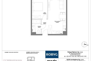 Rzut - Mieszkanie na sprzedaż 2 pokoje o powierzchni 41,46 m² - numer 5M12 w Początek Piątkowo bud. F