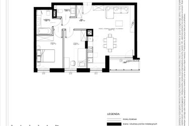 Rzut - Mieszkanie na sprzedaż 3 pokoje o powierzchni 67,48 m² - numer B46 w Osiedle pod Klonami "Klonowa 11"