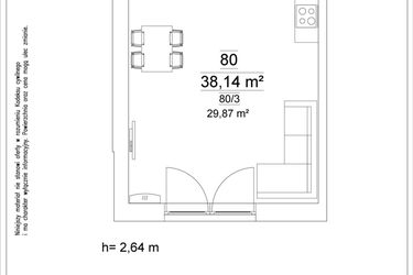 Rzut - Mieszkanie na sprzedaż 1 pokój o powierzchni 38,14 m² - numer 80 w Osiedle Teatralne 19