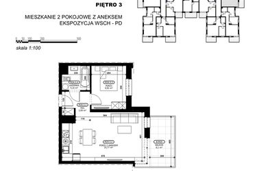 Rzut - Mieszkanie na sprzedaż 2 pokoje o powierzchni 43,78 m² - numer C2-M34 w Stacja Łódź V – etap C2