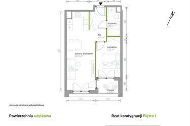 Rzut - Mieszkanie na sprzedaż 2 pokoje o powierzchni 46,9 m² - numer 1/A/02 w Kijowska Vita