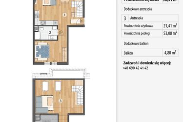 Rzut - Mieszkanie na sprzedaż 3 pokoje o powierzchni 79,72 m² - numer G2-12 w Smolec pod Wrocławem Dobry Deweloper Milo