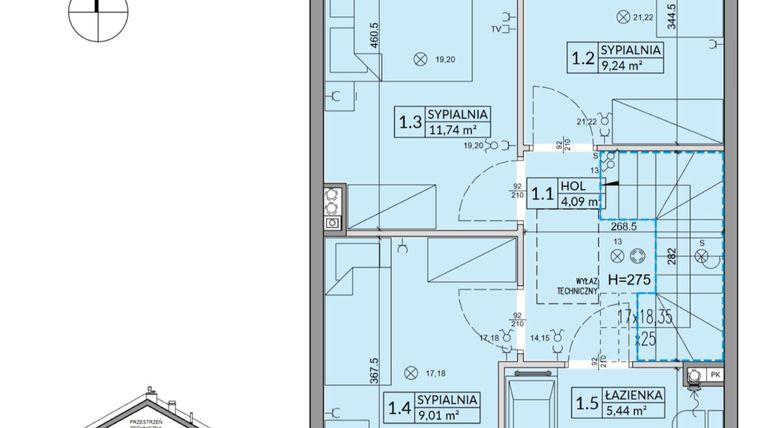 Rzut - Dom na sprzedaż 4 pokoje o powierzchni 85,17 m² - numer 11B w Arkady Walendów etap 3 i 4