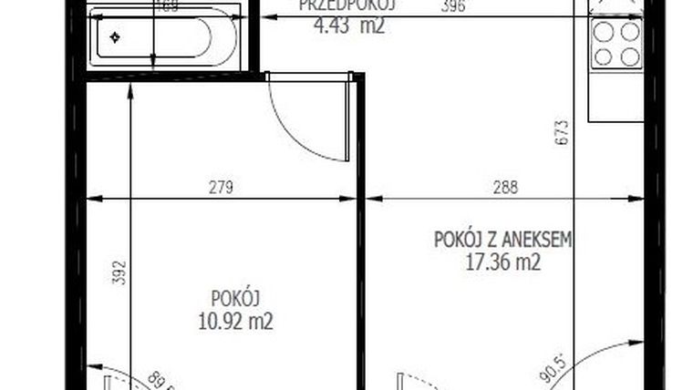 Rzut - Mieszkanie na sprzedaż 2 pokoje o powierzchni 37,14 m² - numer 11 w Nowa Manufaktura