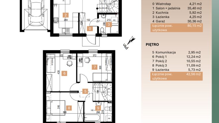 Rzut - Dom na sprzedaż 4 pokoje o powierzchni 122,71 m² - numer 7 w Osiedle Leśne Bulwary