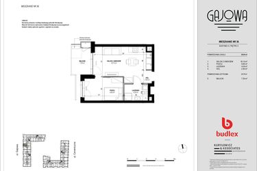 Rzut - Mieszkanie na sprzedaż 2 pokoje o powierzchni 35,28 m² - numer 36 w Gajowa bud. A