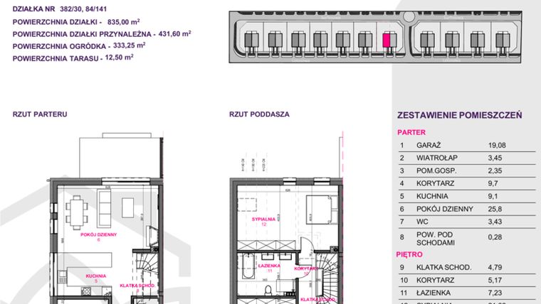 Rzut - Dom na sprzedaż 4 pokoje o powierzchni 135,8 m² - numer III.A7.M1 w Osiedle Kwiatowe Tarasy etap IIIA
