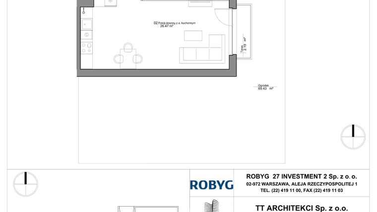 Rzut - Mieszkanie na sprzedaż 3 pokoje o powierzchni 61,24 m² - numer SU3/A/0/4 w Sady Ursynów III