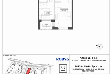 Rzut - Mieszkanie na sprzedaż 2 pokoje o powierzchni 40,66 m² - numer A.8M01 w WENDY